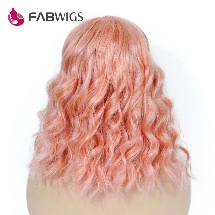 Fabwigs 250% Плотность фронта шнурка человеческих волос парики с волосами младенца предварительно сорвал розовый короткий Боб человеческих волос парики один раз кривизны