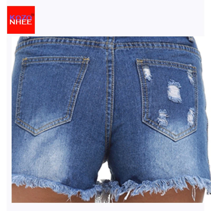 2017 Summer High Waist women shor Vintage ripped hole Frayed Tassel loose denim shorts pocket jeans mom mujer plus size | Женская одежда