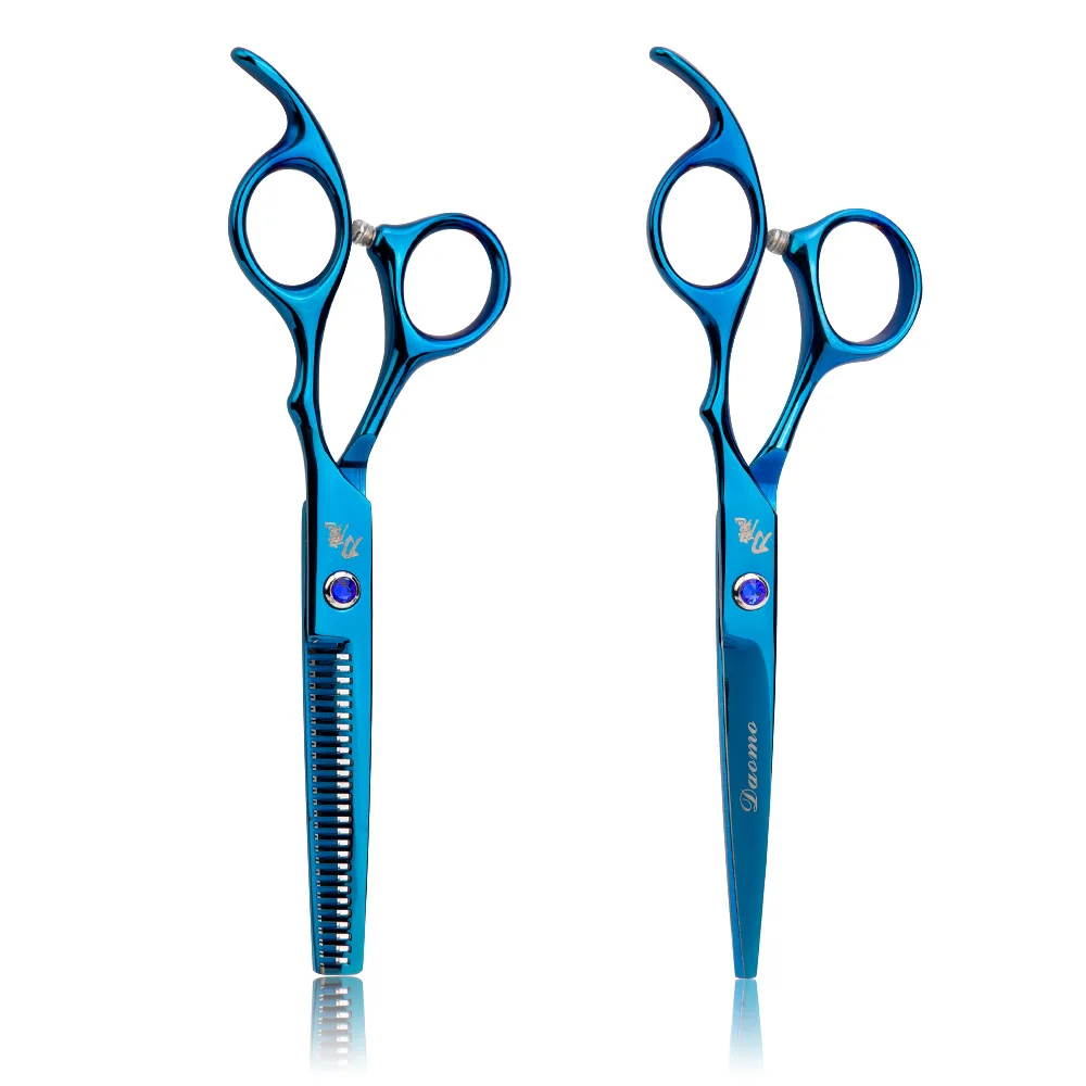 2pcs blue scissor 2 шт./компл. Профессиональный 6 дюймов ножницы для стрижки волос, кожаная сумка Нержавеющая сталь Парикмахерская ножницы истончающие инструменты для парикмахерских - Цвет: 2pcs blue scissor
