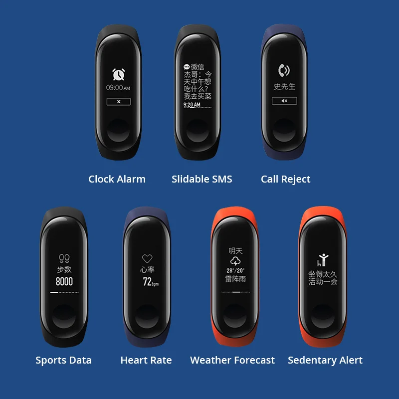 Фитнес браслет Xiaomi Mi Band 3 фирменный трекер сердечного ритма дисплей OLED 0 78 дюйма