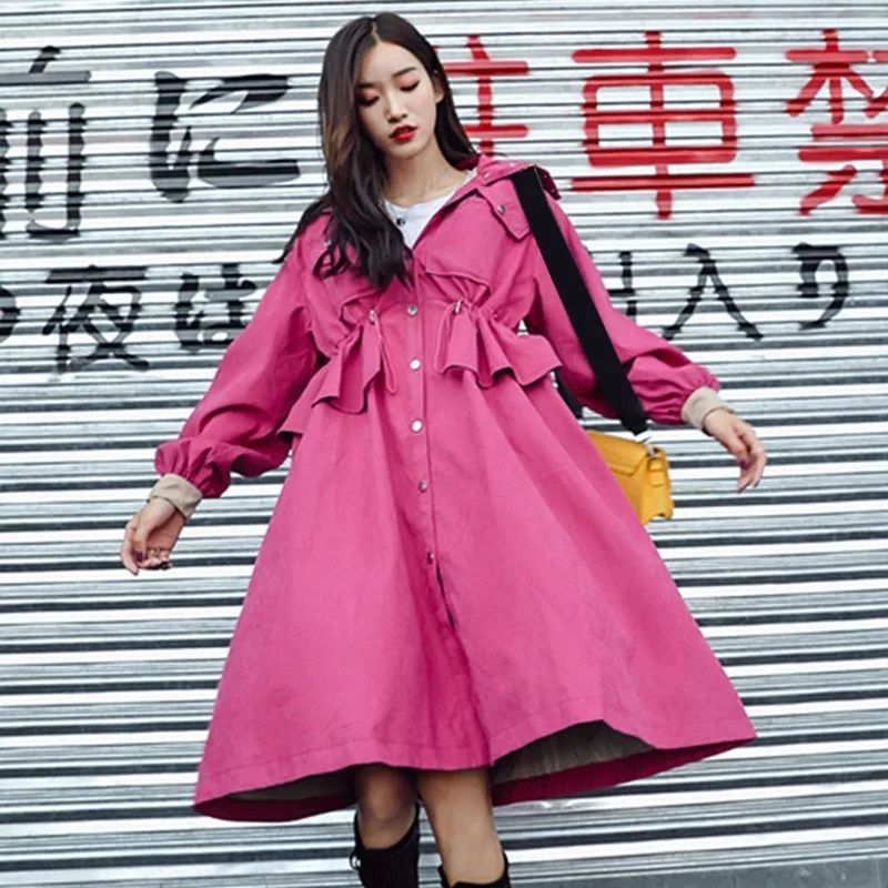 TWOTWINSTYLE толстовки Для женщин ветровка пальто рюшами на шнуровке Высокая Талия