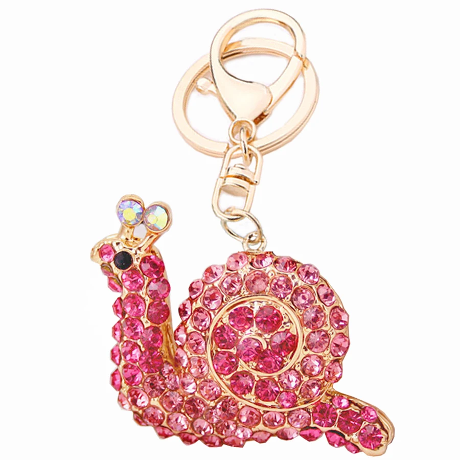 

High quality Charm Kawaii Snail Keyring Creative Crystal Keychain Purse Bag Buckle For Car Party Gift Keyfobs Jewelry R179
