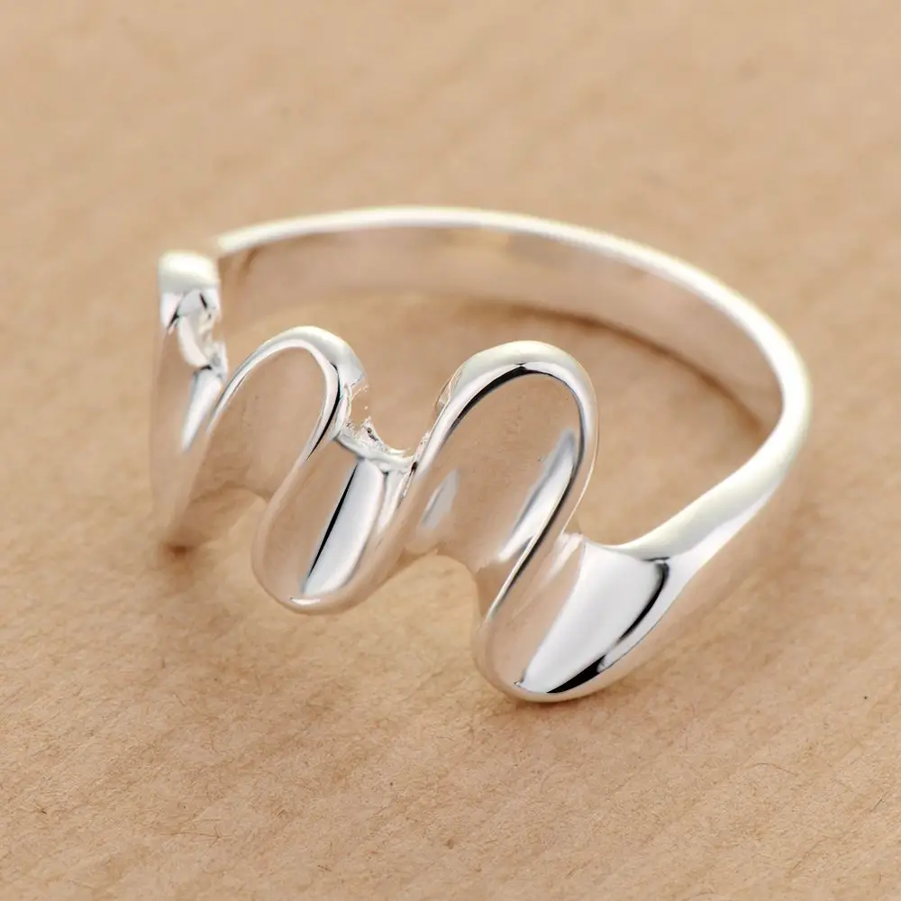Посеребренные Свадебные Кольца для женщин в форме волны женские античные