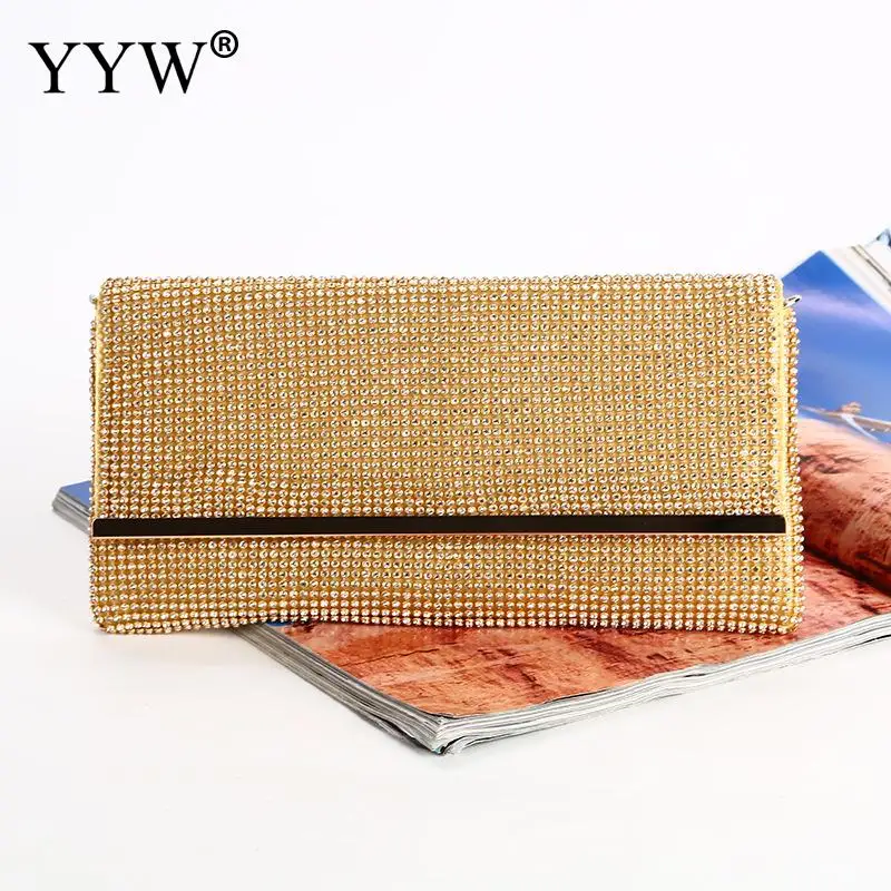 gold Роскошные золотые Для женщин Конверт Сумка-клатч вечерняя сумочка женские Ежедневные клатчи цепи сумки из натуральной кожи Свадебные клатч ужин вечерние сумки - Цвет: gold