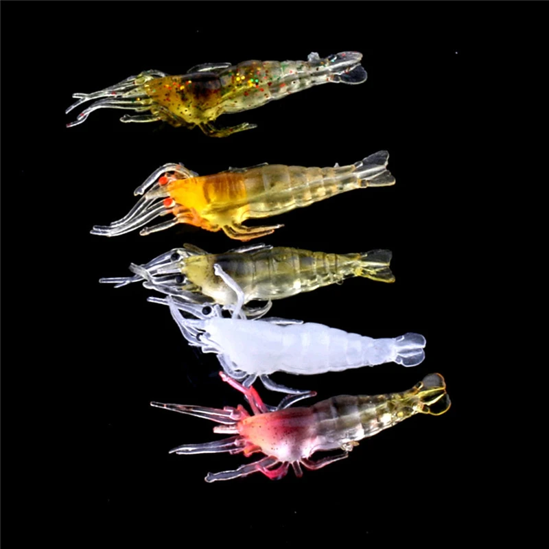 jig Silicone bait fly laser Peche 4.8cm 1g Outdoor Fishing Lure Soft Simulation Lightweight Shrimp Prawn Bait Fishy | Спорт и