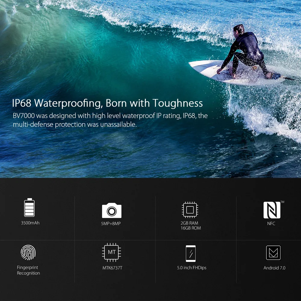 Blackview BV7000 мобильный телефон с водонепроницаемым корпусом IP68 mtk6737t четыре ядра 5