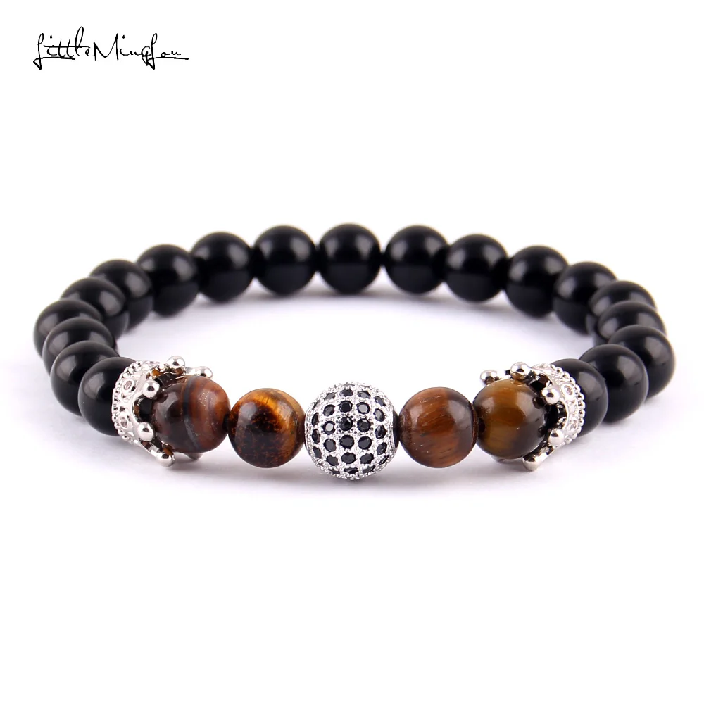 Маленькие MingLou Роскошные проложить черный циркон мяч и корона очарование 8 мм