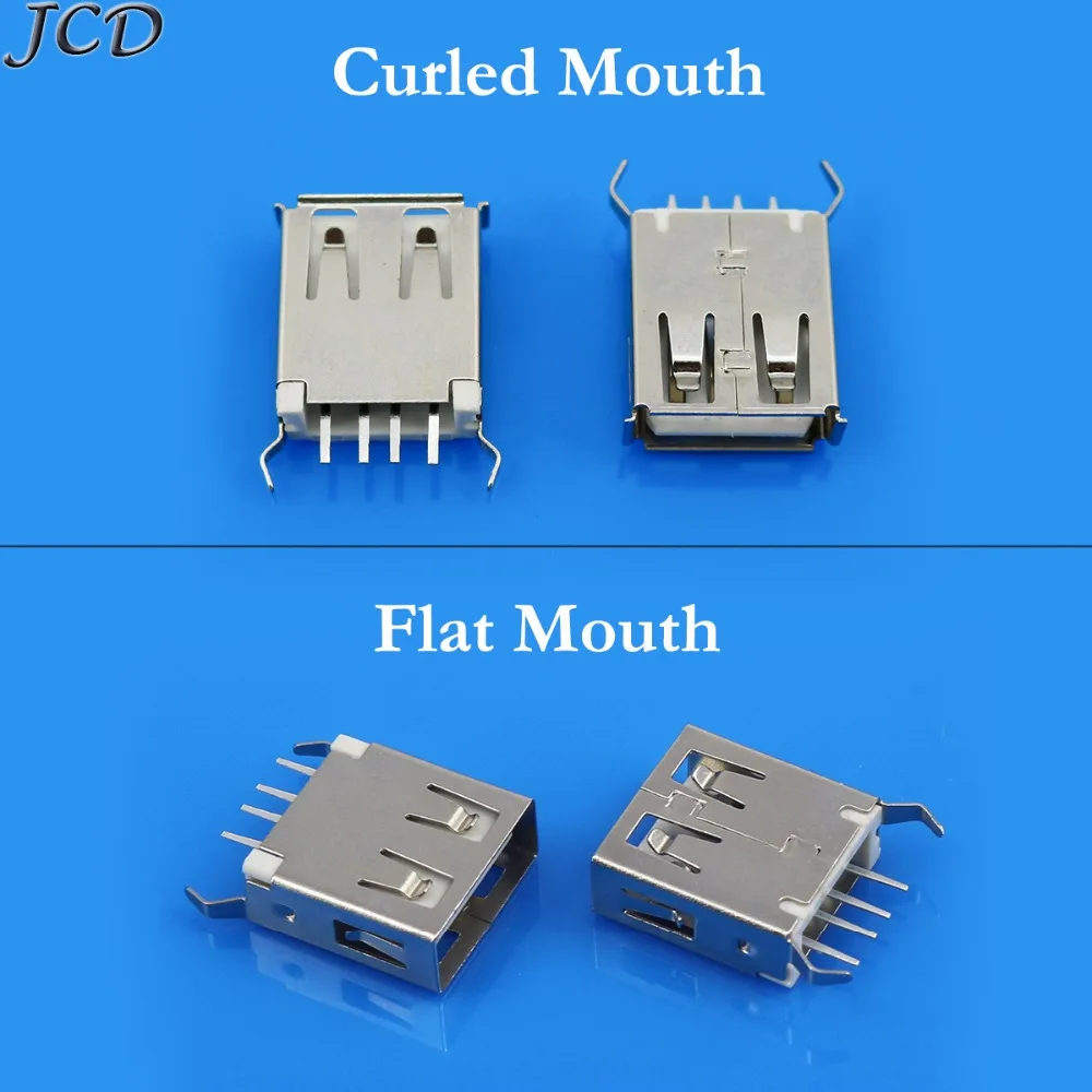 

JCD USB 2.0 jack A Type USB Connector Female Socket Straight Feet 180degree DIP Curled Mouth/Flat Mouth