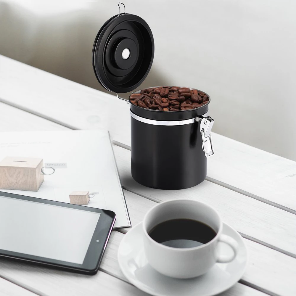 Большой емкости из нержавеющей стали контейнер для кофе с металлическим зажимом