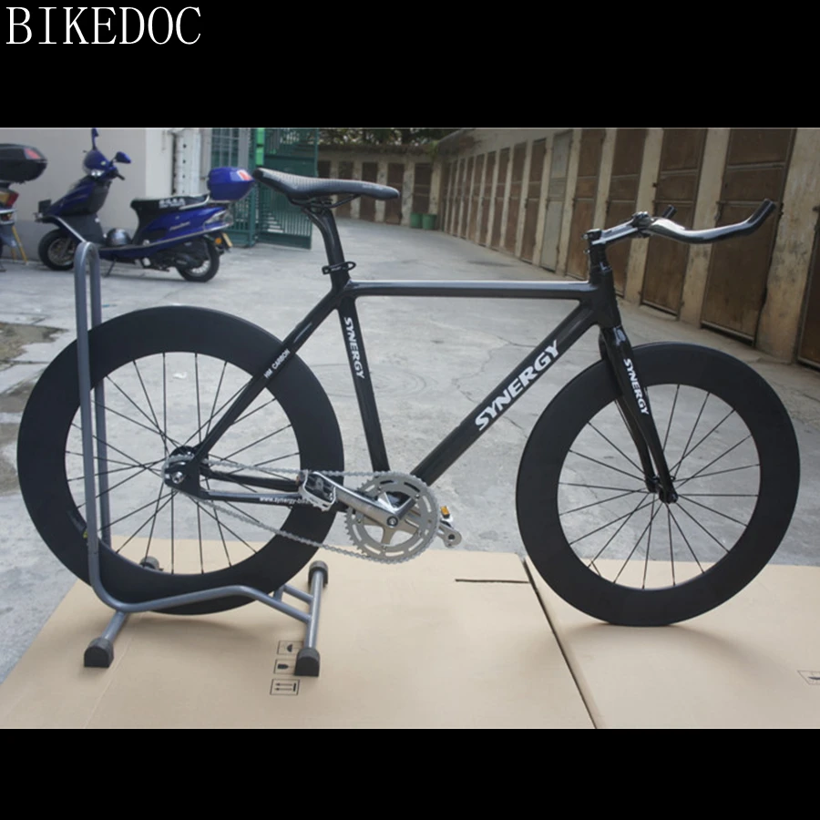 Карбоновая рама BIKEDOC 700C с фиксированной передачей и передним Карбоновым колесом 3