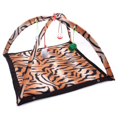 Leopard Кошка игрушка кровать кошка палатка, которая будет звучать дышащий зеленый мультфильм Забавный звонок игрушка домашнее животное гамак погремушка кошка забавная игрушка - Цвет: Leopard