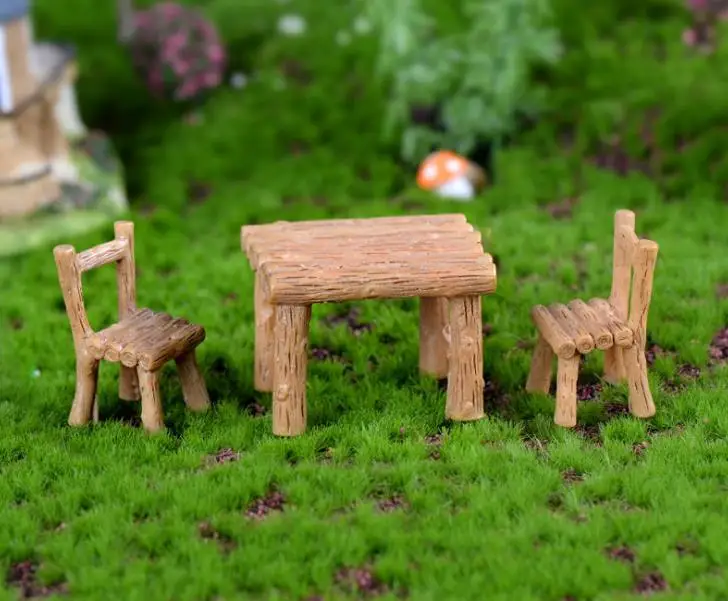 3 шт./компл. милый мини стол стул из смолы ремесло микро пейзаж орнамент сказочный