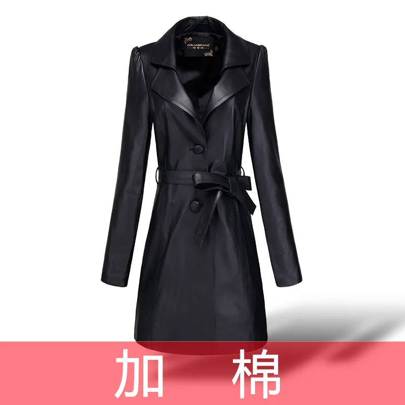 black add cotton Tcyeek натуральная кожа куртка Женская Плюс Размер Montone Куртка Куртки из натуральной овечьей кожи Женский Длинный плащ Весенняя верхняя одежда LWL1473 - Цвет: black add cotton