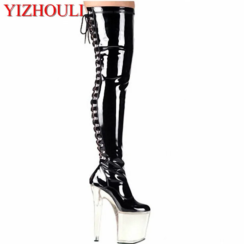 High quality Crystal Platform woman shoes Nightclub Steel tube dance performance Boots 20cm Thin Heels mujer Dance Shoes | Спорт и