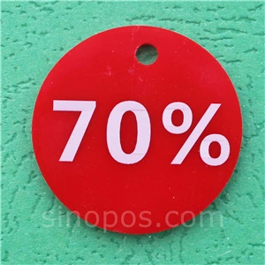 70 percent red Роскошные Многоразовые этикетки со скидкой, акриловая пластиковая, обувь, одежда ярлык для багажа процент от цены, бирка рекламная вывеска - Цвет: 70 percent red