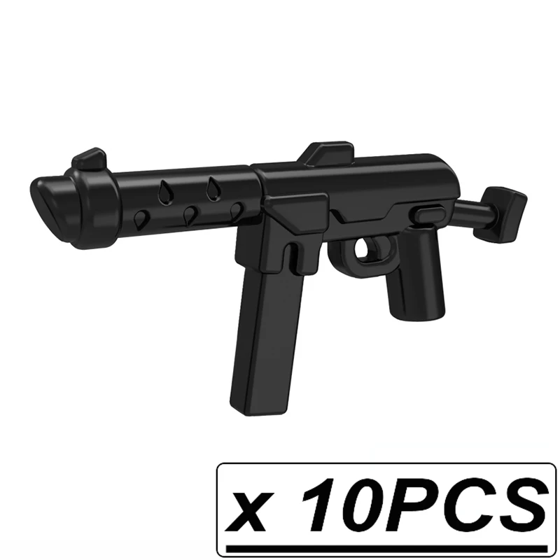 10 шт./лот WW2 пушки военное оружие винтовка машина Submachine SMG SWAT MOC части строительные блоки кирпичи игрушки для детей - Цвет: 10pcs PJ0059