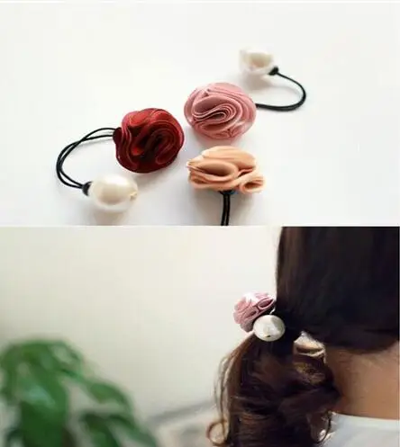 Женское кольцо для волос с жемчугом и розой f 122 | Украшения аксессуары