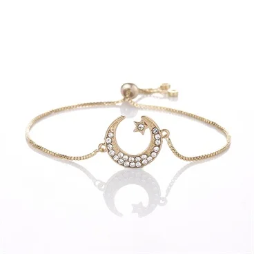 KC gold 6 Классические популярные модели милый мусульманский Религиозный браслет в виде сердца для женщин Eid al-Fitr moon stars Ювелирные изделия Подарки - Окраска металла: KC gold 6