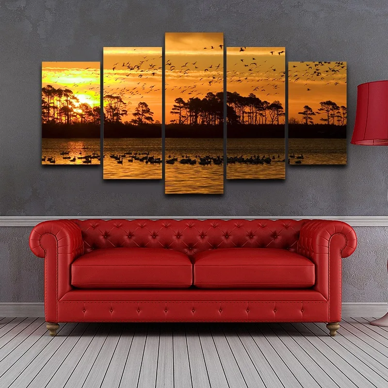 Художественный принт Sunset View рисунок на холсте HD в рамке Настенная картина