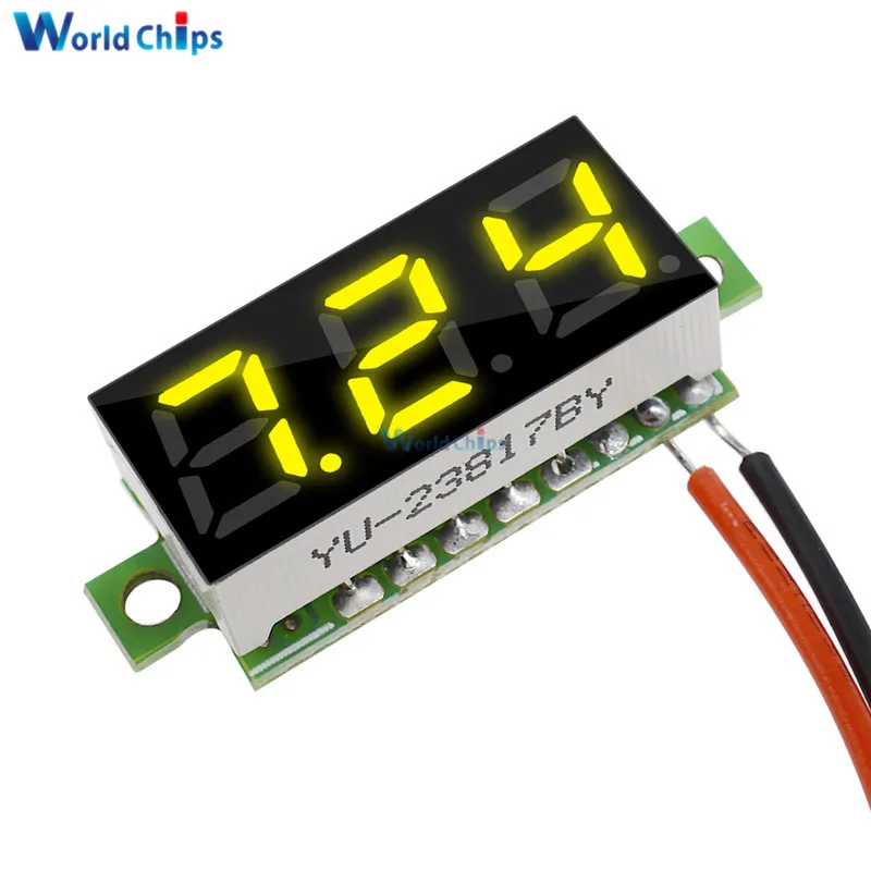 0.28 Inch 2.5V-30V Mini Digital Voltmeter Voltage Tester Meter LED Screen Yellow Display 2 Wires Hot Sale | Электронные