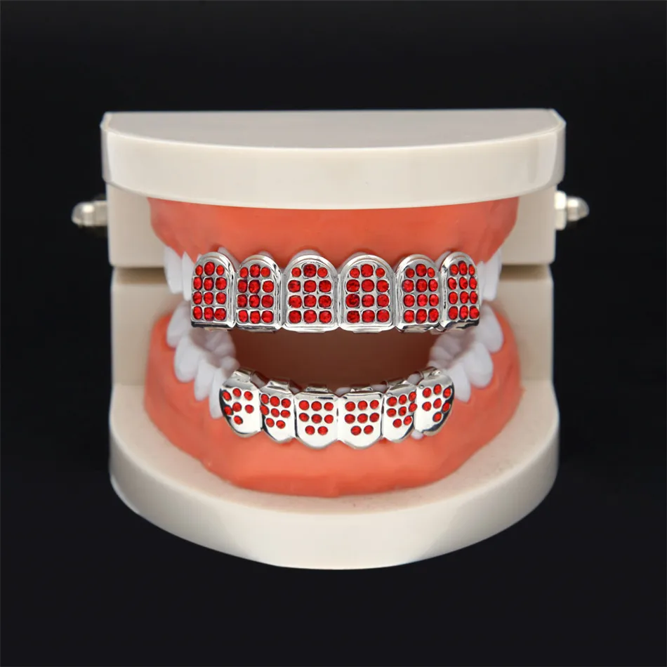 UWIN Позолоченные Стразы с фианитом хип хоп ЗУБЫ для гриля набор верхним и нижним