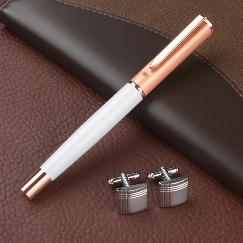 Из нержавеющей Стали мужские Классические Серебряные Запонки и Роллер Ручка