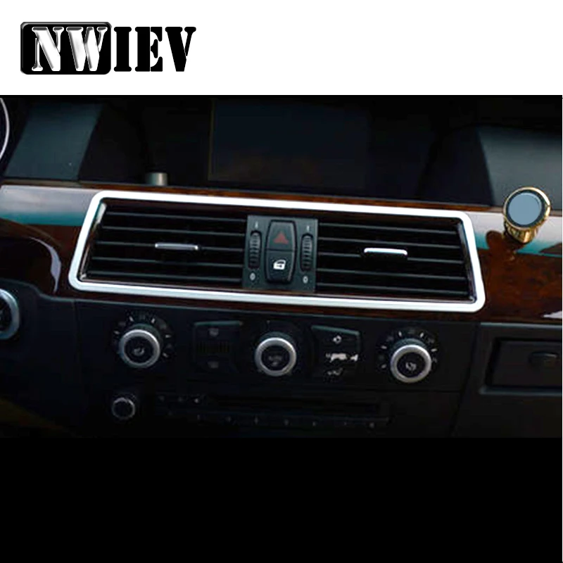 

NWIEV Car Styling Tirm Stickers For BMW E60 E61 BMW 5 Series Sports Center Air Conditioner Vent Outlet Panel Covers Accessories