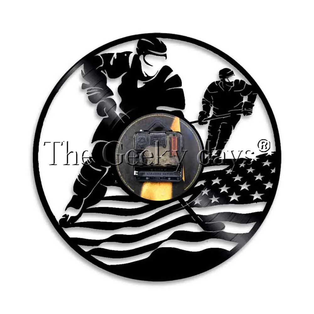 Виниловые часы для хоккея с шайбой винтажные настенные спорта украшение