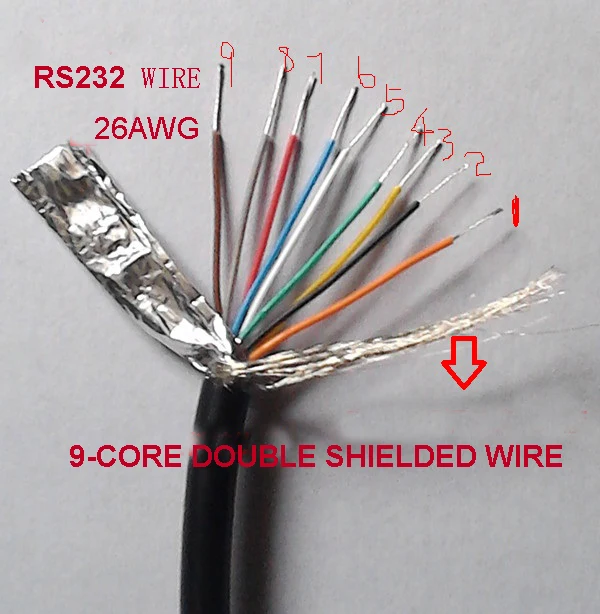 

10 м Луженый Медный 9-жильный двойной экранированный кабель/RS232 линия 26AWG экранированный кабель od6.3мм