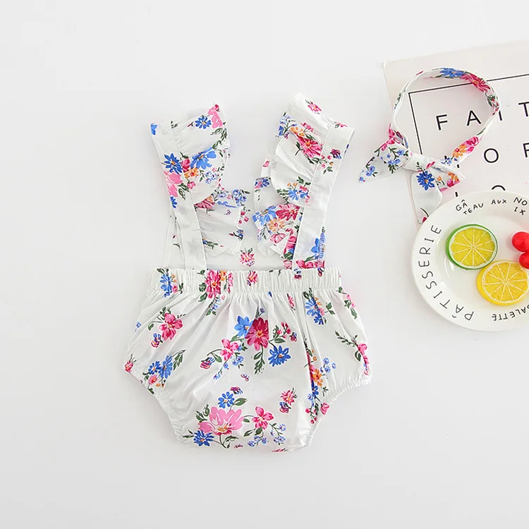 Милый Детский боди с цветочным принтом + головной убор красивые хлопковые для