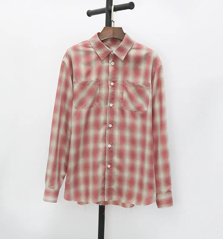 Kpop Корейская уличная одежда знаменитостей Новинка розовая клетчатая рубашка