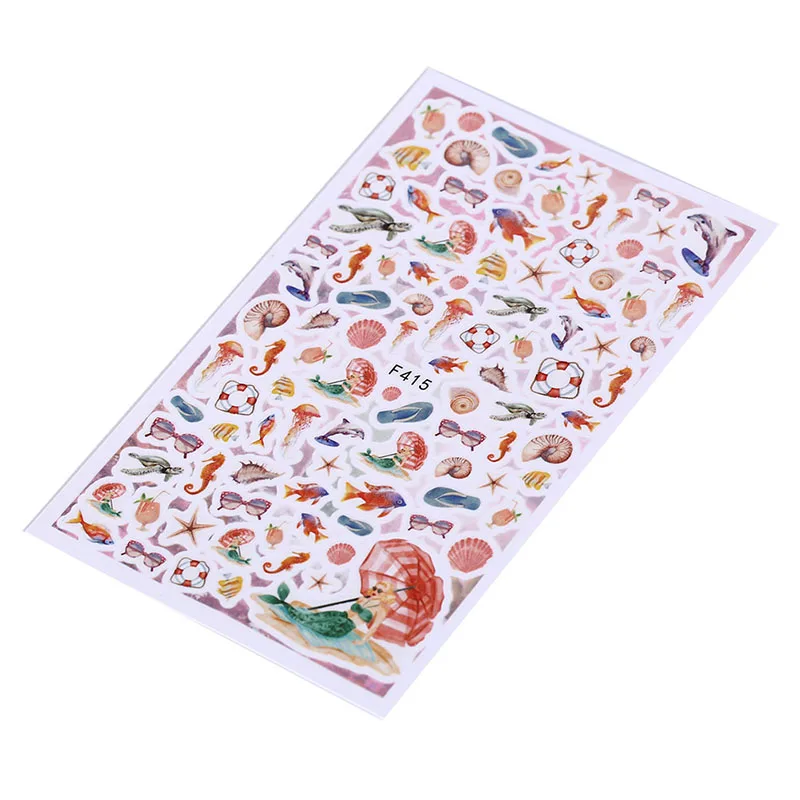 Смешанные случайные 12 шт. Лето море пляж ногтей Книги по искусству переноса воды