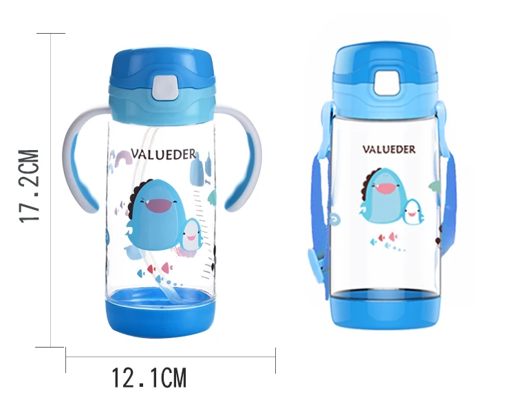 VALUEDER 300 мл детская бутылка для воды милые герметичные кружка с ремнем с нескользящей ручкой для детей широкий рот детская чашка