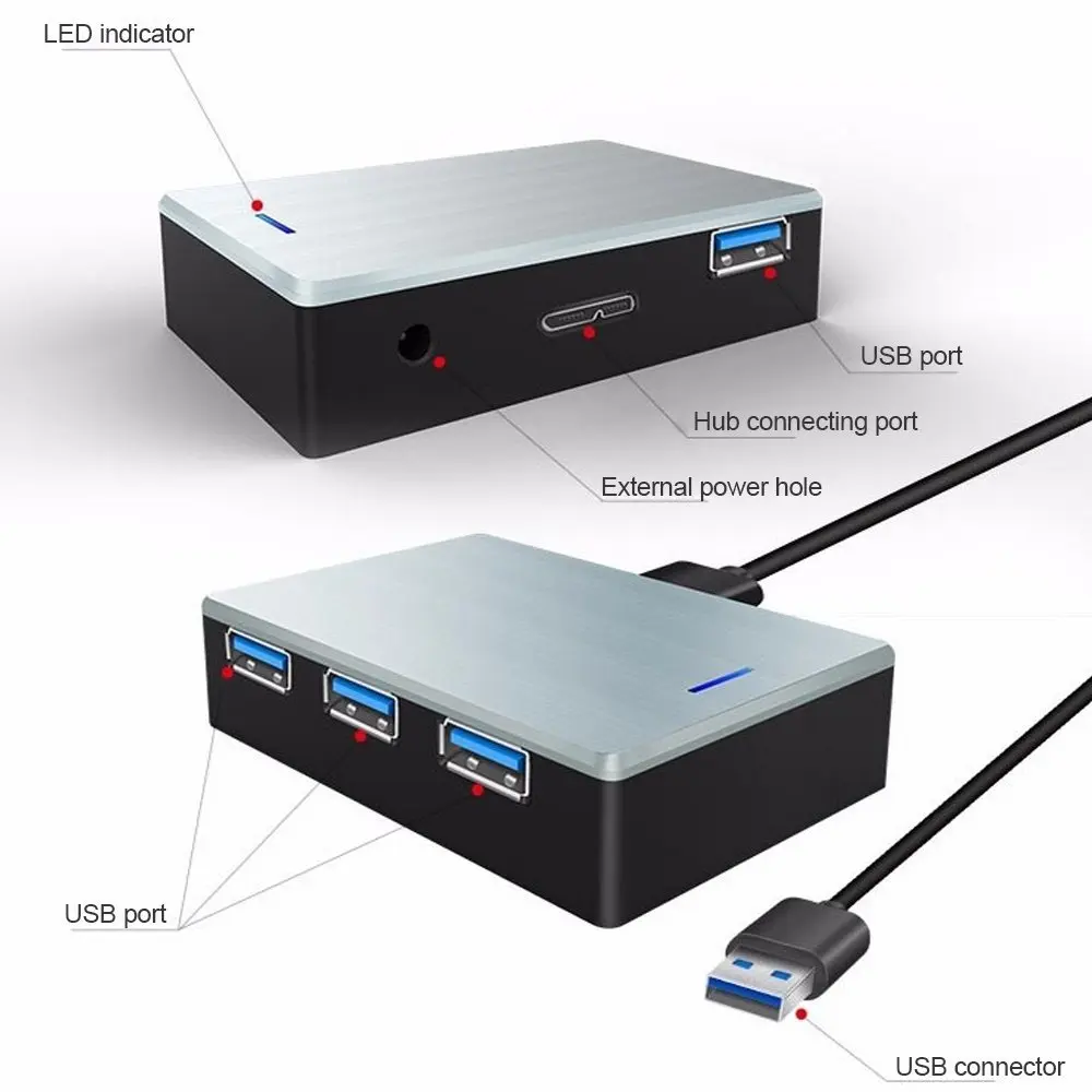 Llano Многофункциональный USB3.0 концентратор высокой Скорость 5 Гбит/с 4 Порты и