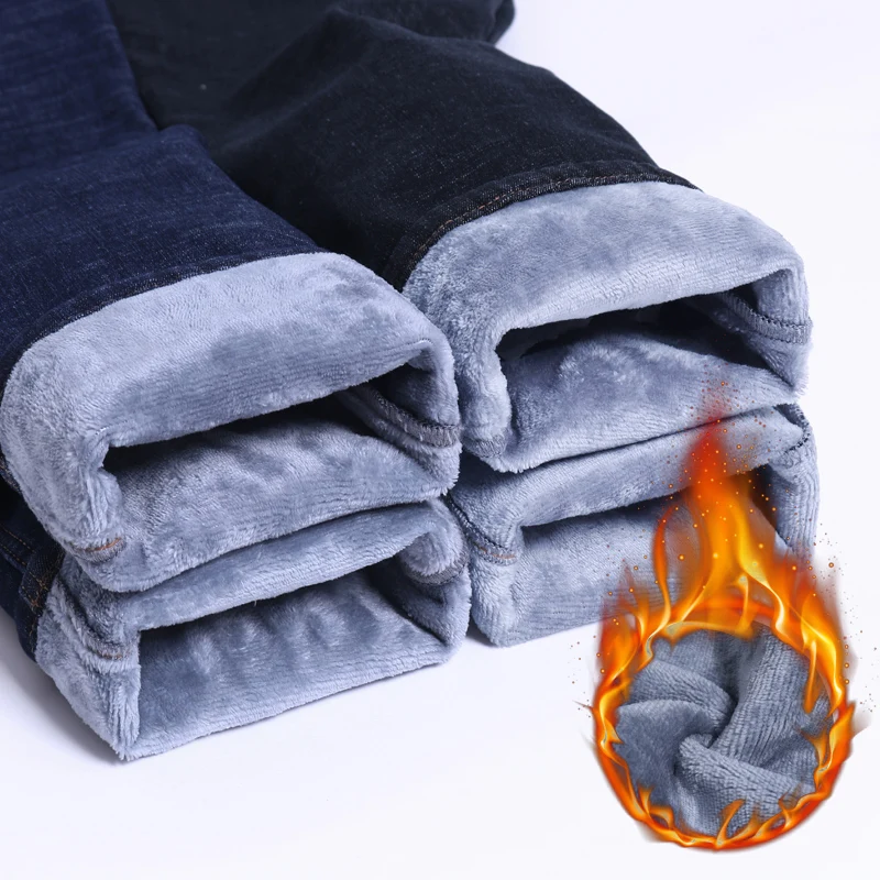 2019 Новый Для мужчин детей предпочтительнее активное утолщенные теплые джинсы