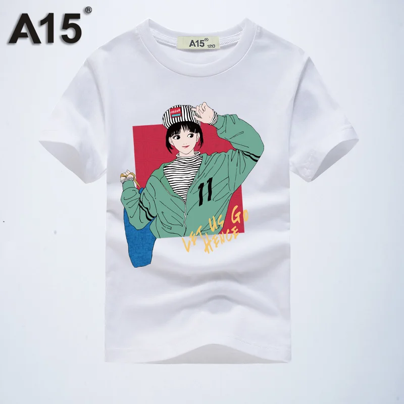 Футболки A15 для мальчиков и девочек летняя футболка 2018 белая детская одежда с 3D