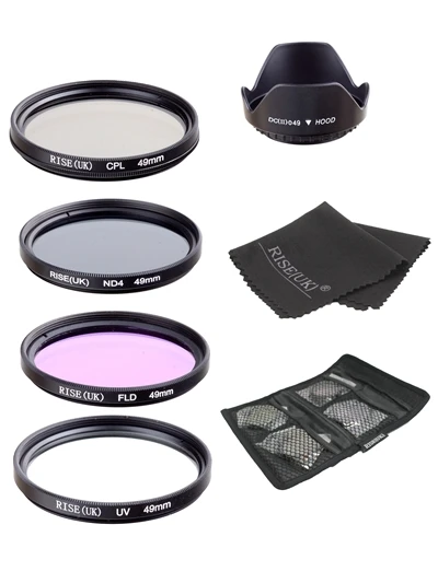 

UV+CPL+FLD+ND4 Neutral Density Camera Filters Kit Optical Glass 49mm For Canon Nikon Sony Fuji DSLR&lens hood & Gifts