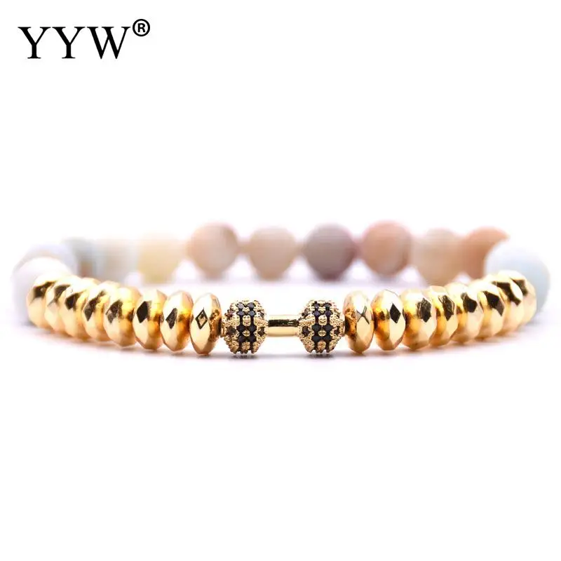 Модные Стиль эластичная нить штангой Форма Амазонит браслет с микро проложить