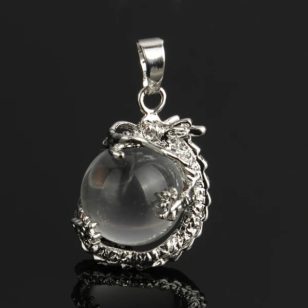 

YYW 16MM Natural Stone Pendant Rose Crystal Pink Quartz Agata Lapis Lazuli Opal Moonstone DIY Round Bead Dragon Stone Pendants