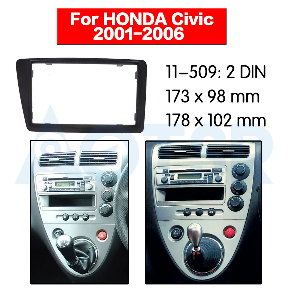 2 din Радио панель для Honda Civic 2001-2006 Установка Даш Комплект Рамка адаптер диск