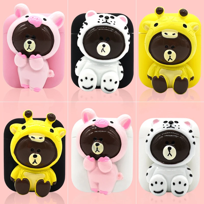 Мультфильм мягкий силиконовый bluetooth наушники чехол для Apple AirPods ультра тонкий