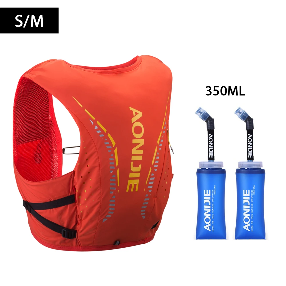SM-Orange-350ml AONIJIE 10л Расширенный Кожаный Рюкзак гидратация пакет рюкзак сумка Жилет Жгут водный Пузырь походный Кемпинг бег марафон гонки - Цвет: SM-Orange-350ml