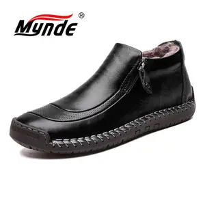 Мужские Водонепроницаемые ботинки из высококачественной кожи, теплые зимние ботильоны на плюше, осенняя мужская обувь, 2019 г. Модные зимние ботинки, большой размер 48