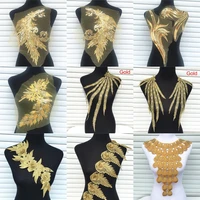 1pc gold color venise lace fabric dress applique motif blouse sewing trims diy neckline collar costume decoration accessories