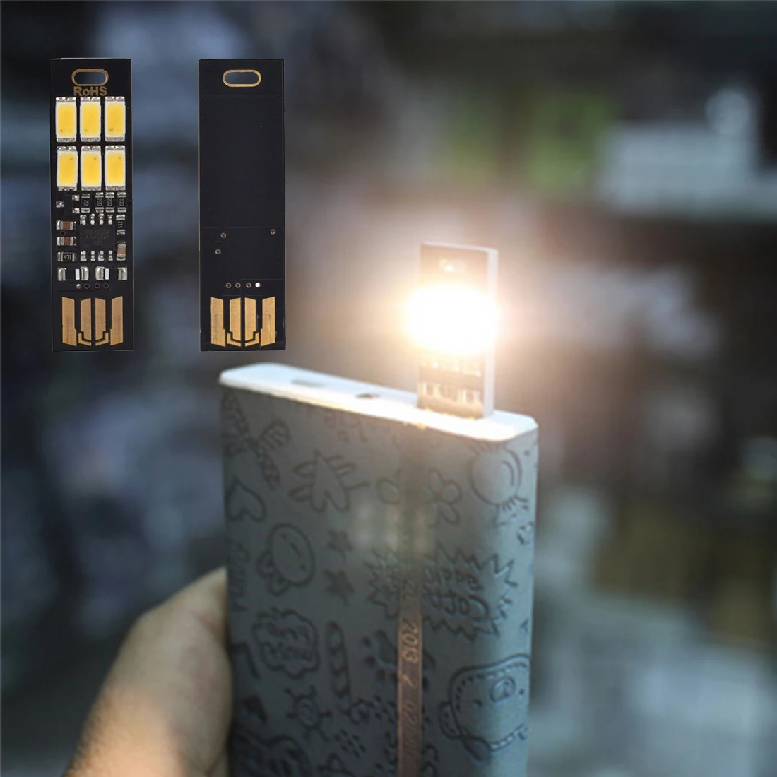 Ночная мини лампа карманный светильник с USB 6 светодиодами сенсорный диммер