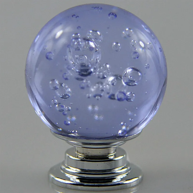 JD 30MM Single Hole European Lake Blue Bubble Ball Drawer Closet Handle Aluminum Base K9 Crystal Furniture Hardware | Обустройство