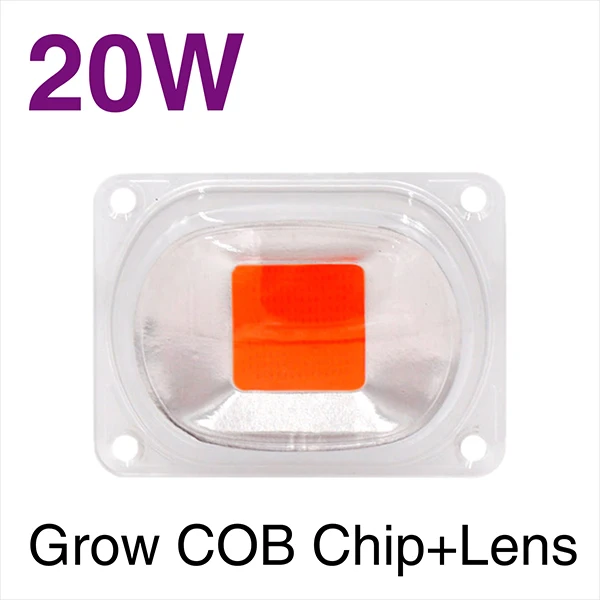 20W With LENS 1 комплект светодиодный COB светильник полный спектр чип+ рассеивателем 50 Вт 30 Вт, 20 Вт, 110V230V для Светодиодный прожектор светильник для роста растений светильник нужен радиатор - Испускаемый цвет: 20W With LENS
