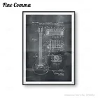 Запатентованный Печатный настенный постер для электрогитары, музыкальная комната, запатентованные принты, домашний декор, идея для подарка музыканту, холщовая картина