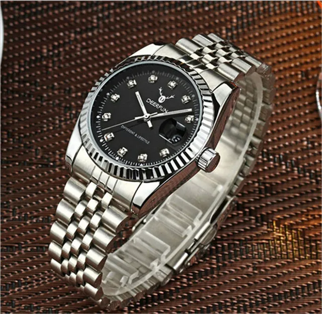 1 Роскошные золотые часы для мужчин Rolexable ободок сапфировое стекло нержавеющая сталь ремешок для женщин кварцевые наручные часы может плавать - Цвет: 1