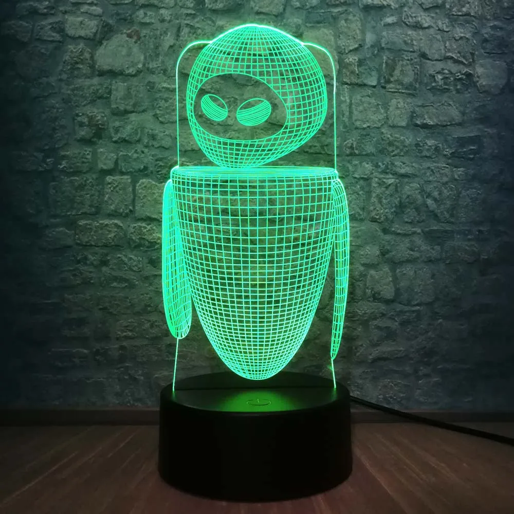 Новинка 3D USB Robort Wall-E RGB светильник ing настольная Светодиодная лампа Иллюзия